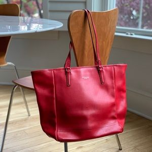 Red Leather Coach Tote
